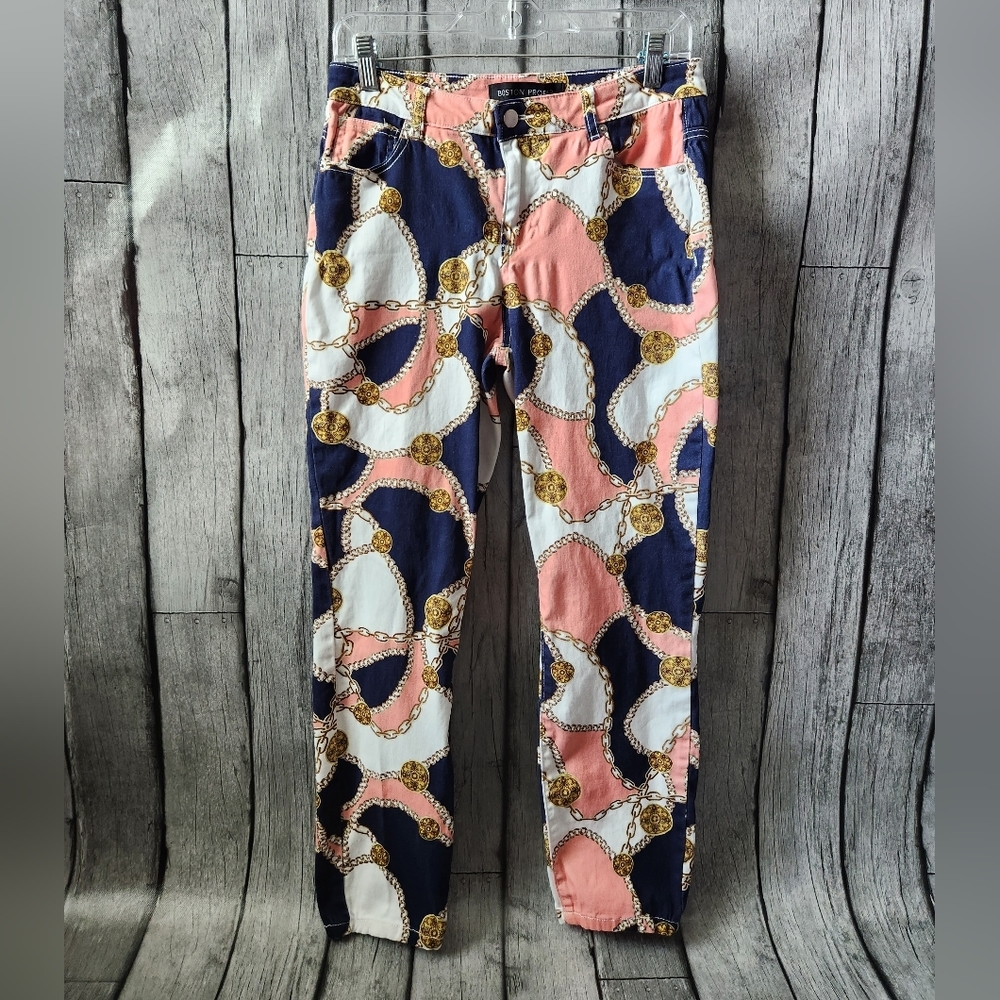 BOSTON PROPER Status Chain Printed Ankle Jeans